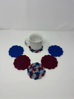 Firecracker Crochet Coasters (Set of 6)